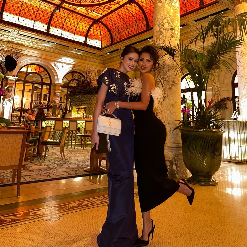 Stunning black/ivory Staud - Nellie feather-trimmed midi dress😍 - Picture 12 of 13